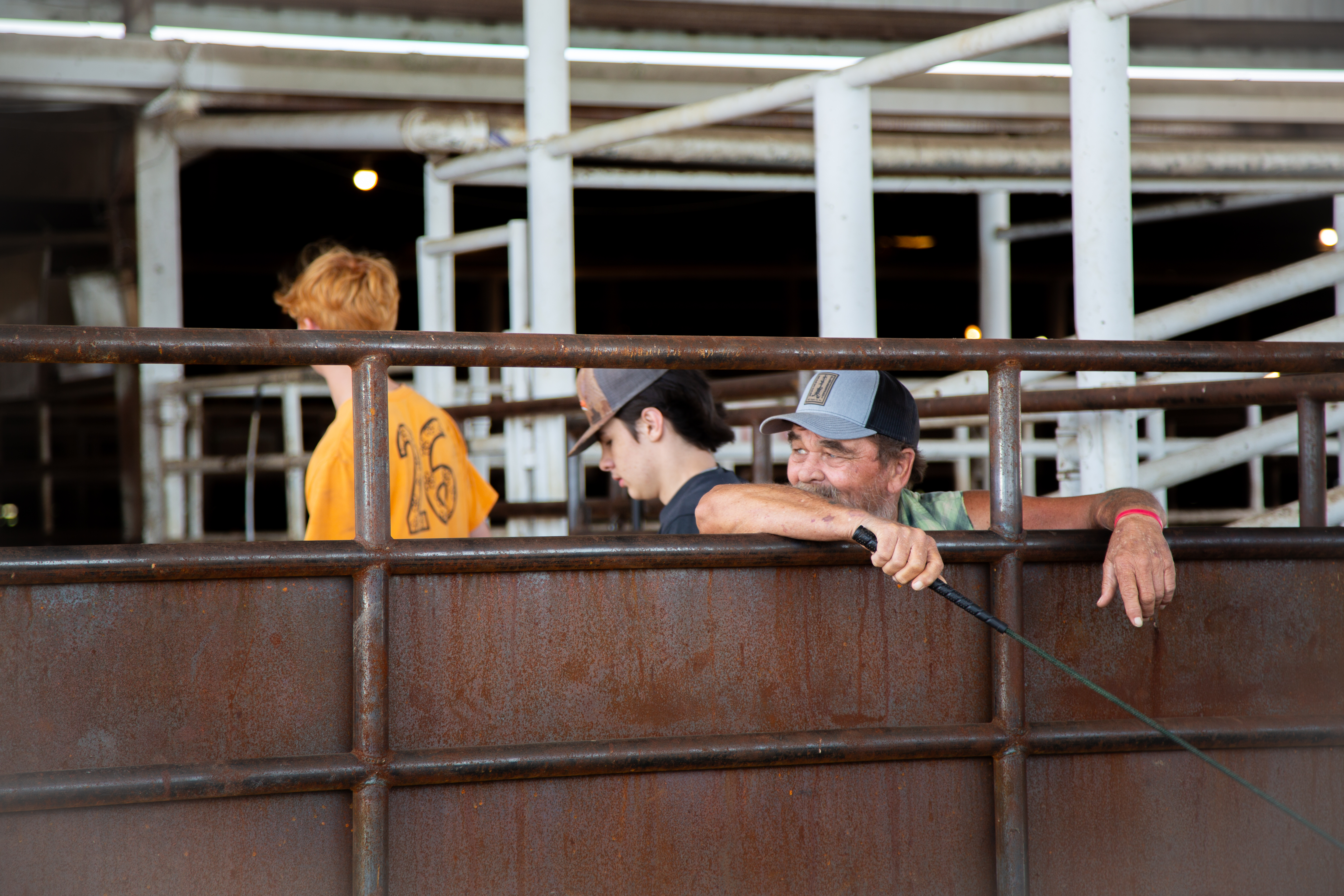 3 men working the load out chute 